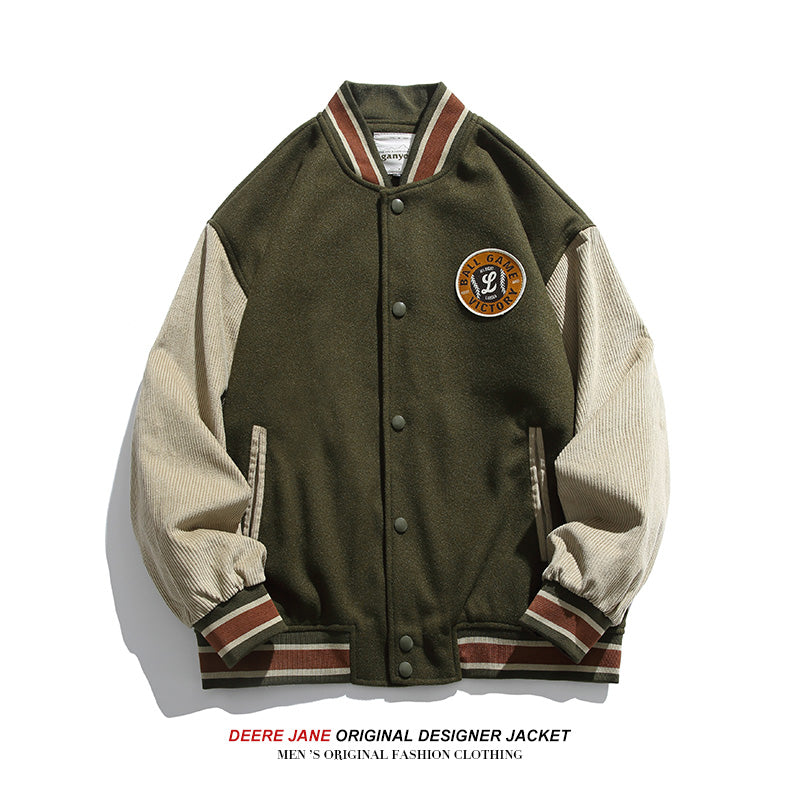 Men's Baseball Jacket Spring Stitching Baseball Uniform Men's Loose Vintage Casual Jacket