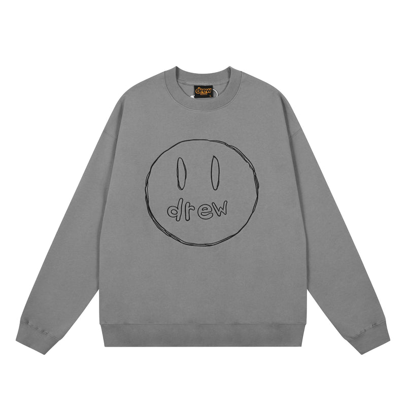 Drew House Sweatshirts Unisex Sketch Smiley Face Crew Neck Sweater