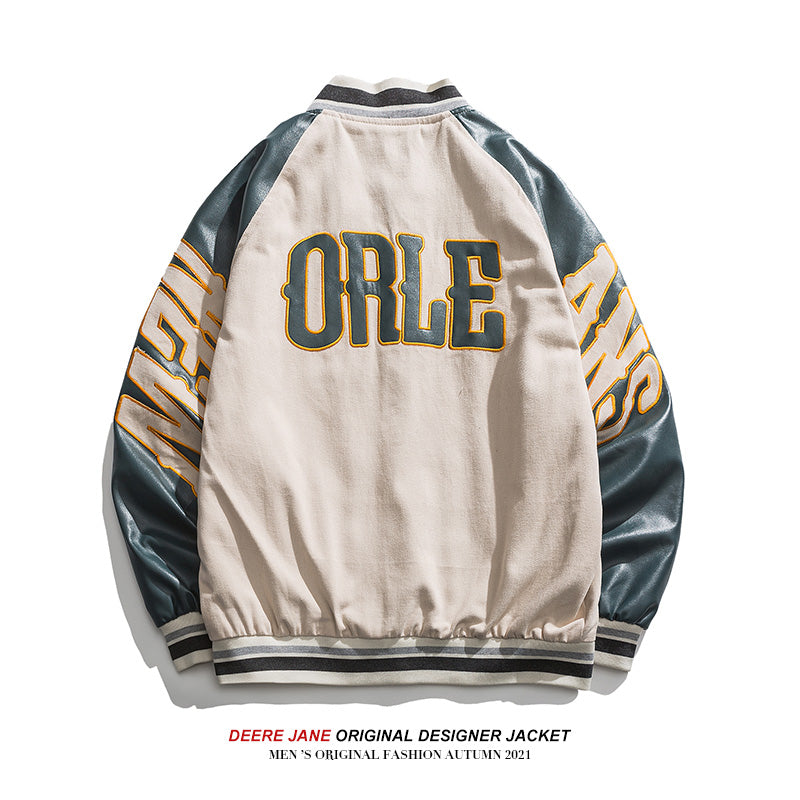 Men's Baseball Jacket Men's Vintage Spring and Autumn Wide Jacket