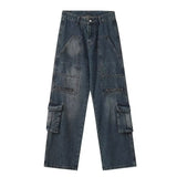 Unisex Jeans Washed Vintage Straight Casual Pants