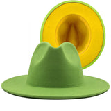Walter White Fedora Woolen Hat Double-Sided Color Matching Felt Cap Flat Brim Fedora Hat
