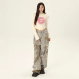 Unisex Jeans Design Sense Graffiti Print Jeans Hiphop