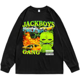 Rock Star T Shirt Printed round Neck T-shirt Long Sleeve Loose Cotton