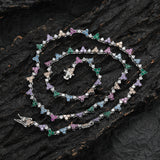 Zircon necklace flower-shaped colorful necklace