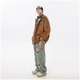 Unisex Baseball Jersey Flight Jacket Fall Loose Lapel Jacket