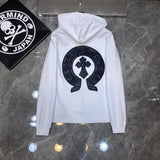 CHH Chrome Heart Hoodie Crowe cotton terry zip-up cardigan hooded sweater
