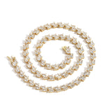 Zircon necklace oval egg-shaped double row tennis chain