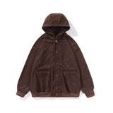 Unisex Baseball Jersey Fall/Winter Vintage Hooded Waffle Cardigan Sweater
