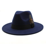 Walter White Hats Fashion Couple Feather Woolen Top Hat Flat Brim Big Brim Jazz Hat