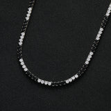 Zircon necklace black and white spaced tennis chain