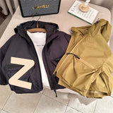 Boy Jacket Boys and Girls Color Shell Jacket Big Workwear with Pocket Baby Hoodie