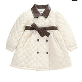 Girl Jacket Girls Padded Cotton Clothes Pu Leather Stitching Quilted