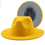 Walter White Fedora Woolen Hat Double-Sided Color Matching Felt Cap Flat Brim Fedora Hat