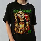 Rock Star T Shirt Printed Short Sleeve T-shirt Street Loose Cotton Crew Neck