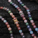 Zircon necklace Colorful flower-shaped zircon tennis necklace