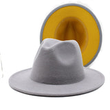 Walter White Fedora Woolen Hat Double-Sided Color Matching Felt Cap Flat Brim Fedora Hat