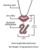 Jewelry Hip Hop Diamond Letter Fashion Lips Necklaces Spectrum St. Valentine's
