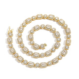 Zircon necklace round square mixed zircon tennis chain