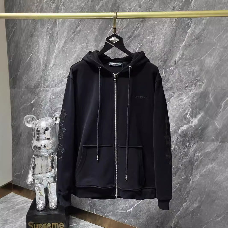 CHH Chrome Heart Hoodie Crow CH Autumn and Winter Cross Embroidered Sweater Casual Loose