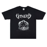 Rock Star T Shirt Gorguts Band Washed Distressed Printed T-shirt Short Sleeve Loose