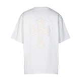 CHH Chrome Heart T Shirts Croix Cross Color Embroidery Printed Short Sleeve T-Shirt Loose