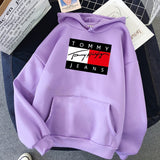 Tommy T Hoodie Hooded Sweater Fleece Print