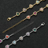 Zircon necklace colorful heart-shaped tennis chain adjustable