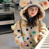 Girl Jacket Girls' Coat Rainbow Dot Hooded