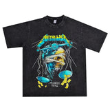 Rock Star T Shirt Metallica Rock Washed Distressed T-shirt Loose Street Men and Women