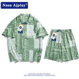 Nasa Tracksuit Short-Sleeved Shorts Suit Male Student Ruffle Handsome Casual