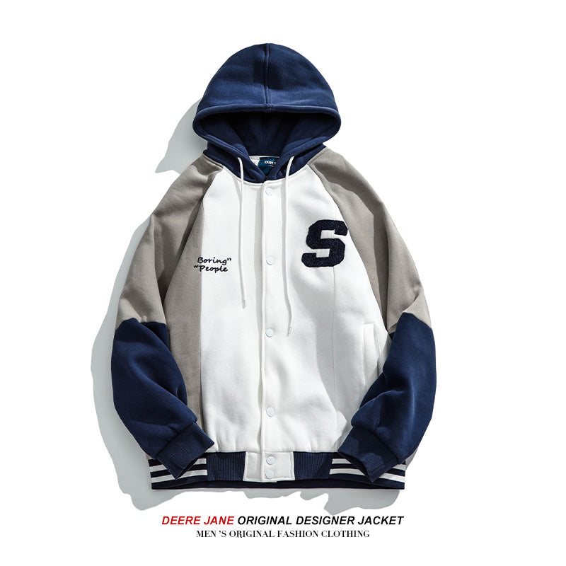 Men's Baseball Jacket Spring Stitching Men's Loose Casual Cardigan Sweater Jacket Jacket