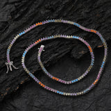 Zircon necklace colorful three-prong tennis chain