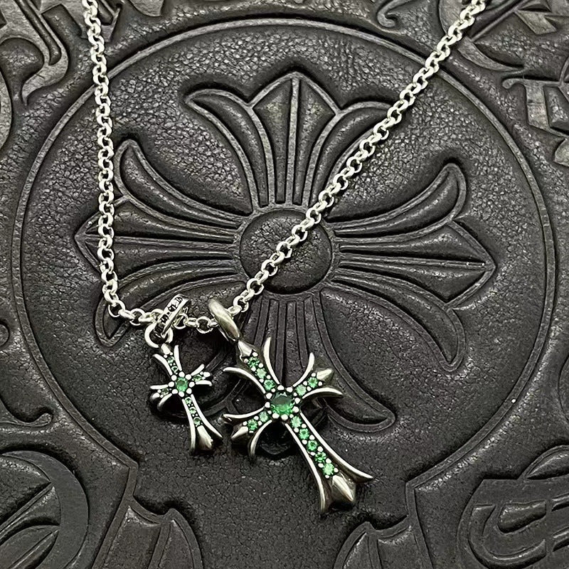 Chrome Heart Necklace Vintage Double Cross Ornament