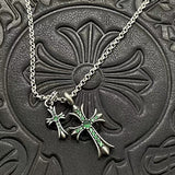 Chrome Heart Necklace Vintage Double Cross Ornament