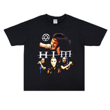 Rock Star T Shirt Himle Team Short Sleeve T-shirt round Neck Loose Cotton Men and Women