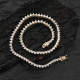 Zircon necklace three prongs love tennis chain