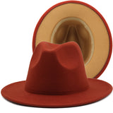 Walter White Fedora Woolen Hat Double-Sided Color Matching Felt Cap Flat Brim Fedora Hat