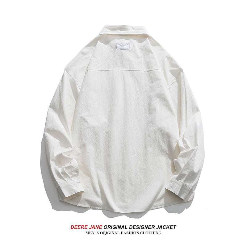 Men Long-Sleeved Shirt Men Spring Loose Casual Long Sleeves Jacket