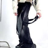 Unisex Jeans Vintage Contrast Jeans Loose Straight Pants Washed Trousers