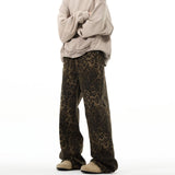 Unisex Jeans Retro Leopard Jeans Men's and Women's Straight Loose Casual Pants