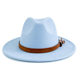Walter White Fedora Solid Color Top Hat Versatile Fedora Hat British Style Big Brim Woolen Hat