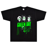 Rock Star T Shirt Green Day Band T-shirt Rock American Loose round Neck Print Vintage Short Sleeve