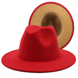 Walter White Fedora Woolen Hat Double-Sided Color Matching Felt Cap Flat Brim Fedora Hat