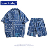 Nasa Tracksuit Short-Sleeved Shorts Suit Male Student Ruffle Handsome Casual