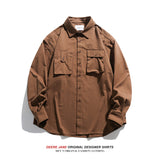 Men Long-Sleeve Shirt Spring Long Sleeve Shirt Men's Baggy Coat