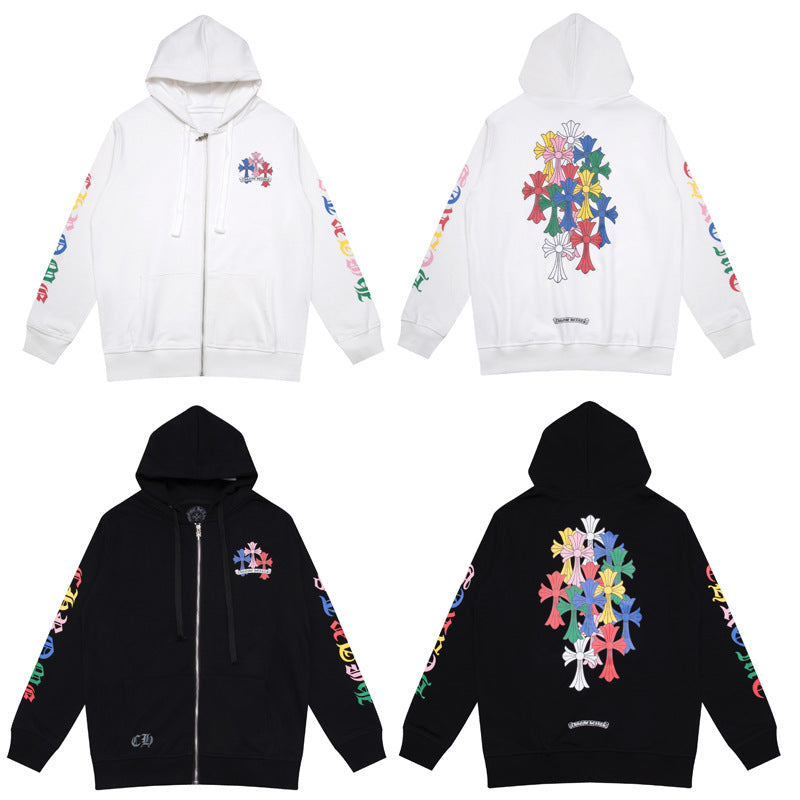 CHH Chrome Heart Hoodie Crowe cotton terry zip-up cardigan hooded sweater