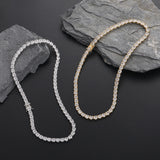 Zircon necklace large and small ladder square mixed zircon tennis chain