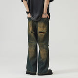 Unisex Jeans Ripped Jeans Straight Loose Wash Old