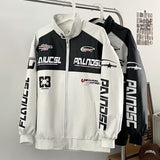Unisex Baseball Jersey oversize motorcycle racing suit baseball jacket loose PU leather jacket