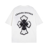 CHH Chrome Heart T Shirts Croix Cross Leather Printed Short Sleeve T-Shirt